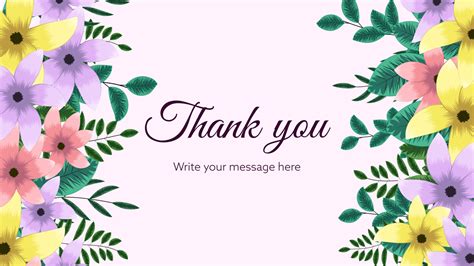 Colorful Thank You Flower Leaves Background Template Vector 3077414