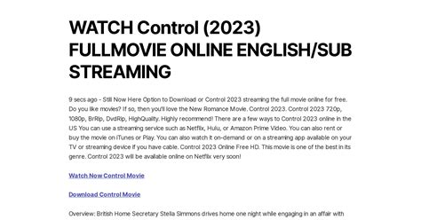 Watch Control 2023 Fullmovie Online Englishsub Streaming