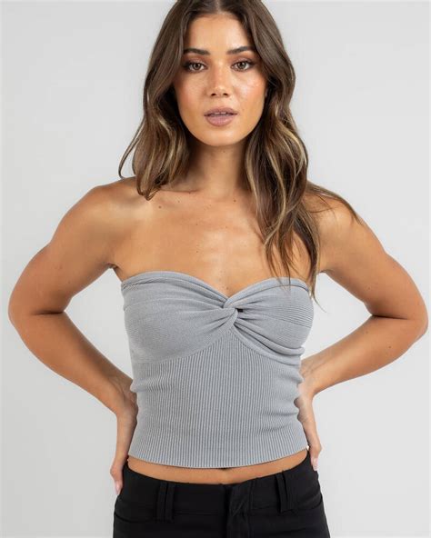 mooloola bianca knit tube top in light grey free shipping and easy returns city beach united