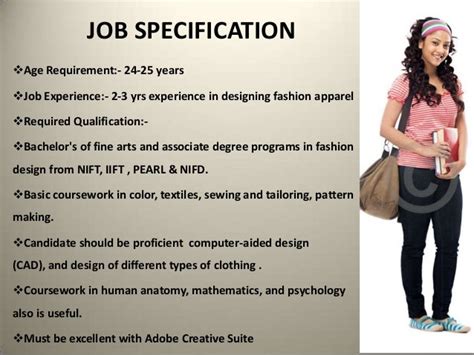 Fashion Designer Qualifications Includes Job Summary Duties