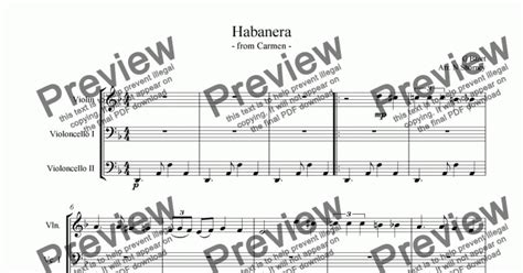Habanera From Carmen For 1 Violin And 2 Violoncellos Sheet Music Pdf