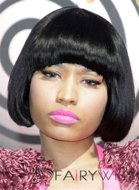 Classic Nicki Minaj Short Straight Capless Synthetic Bob Wigs Celebrity Hairstyles Nicki