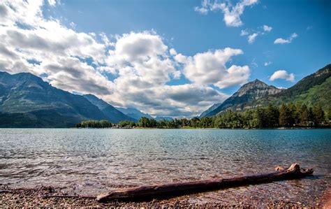 Canada Parks Lake Mountains Sky Scenery Waterton Lakes Clouds Nature Wallpapers Hd