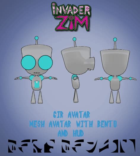Second Life Marketplace Invader Zim Gir Robot Avatar Bento