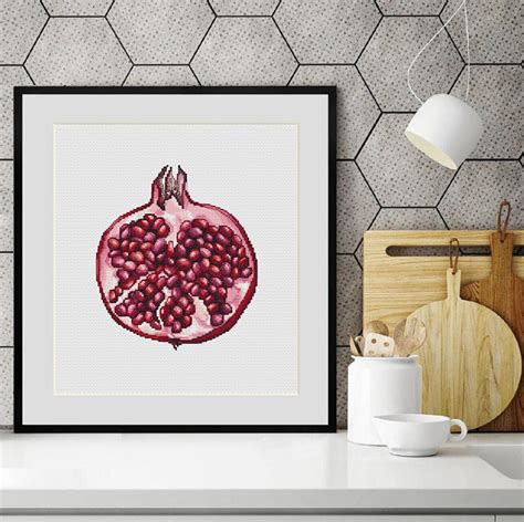 Pomegranate Cross Stitch Pattern Pdf Fruit Cross Stitch Etsy