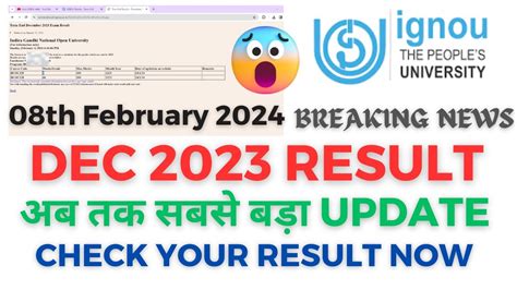 बड Update IGNOU Dec 2023 Exam Result Big Update Check Your Result