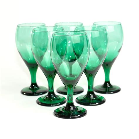 Emerald Green Glass Goblets By Libbey 6 Gorgeous Juniper