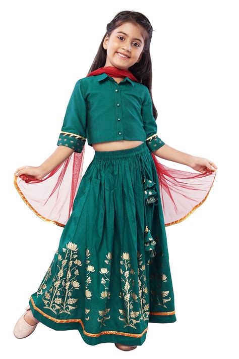 buy minichic green foil printed skirt set for girls online aza fashions
