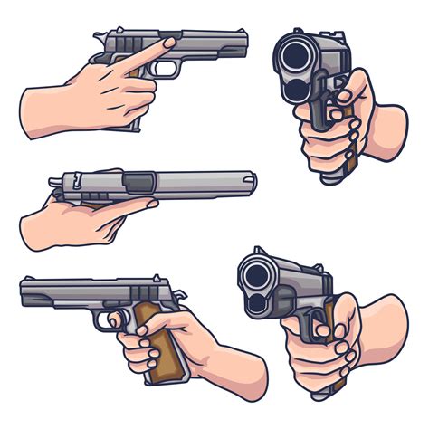 Free Vector Bundle Various Poses Hand Holding Gun Cute Design Hand