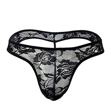 Sheer Lace G String For Men Floral Briefs Sexy T Back Underwears See Through G Strings Jockstrap