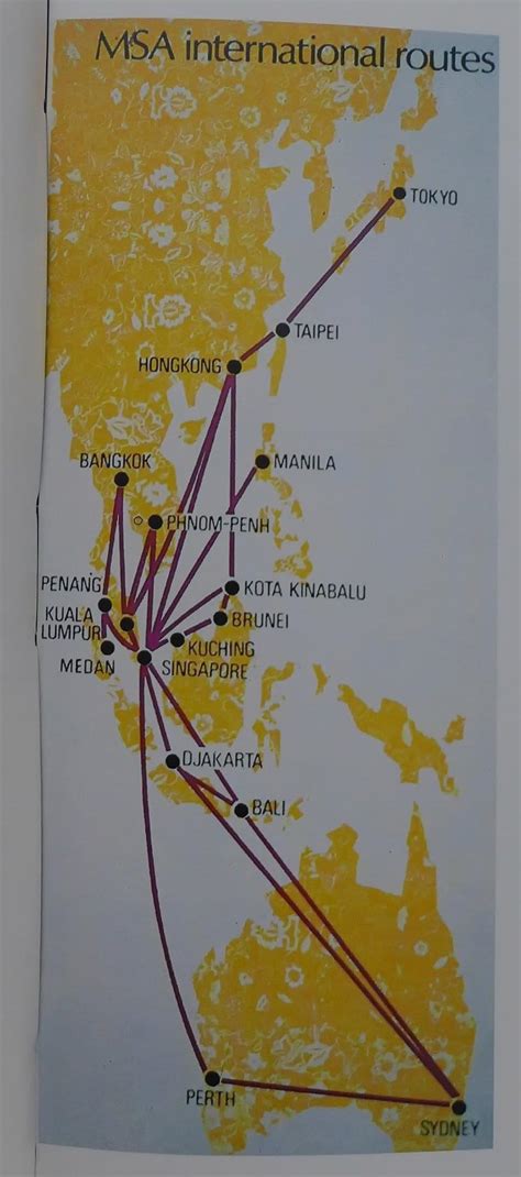 This 1969 Route Map Of Malaysia Singapore Airlines Msa Shows The Bulk