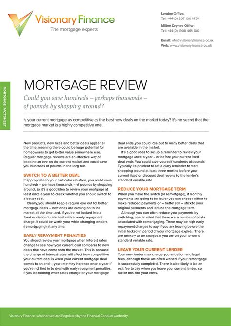 Mortgage Factsheets Visionary Finance London Milton Keynes