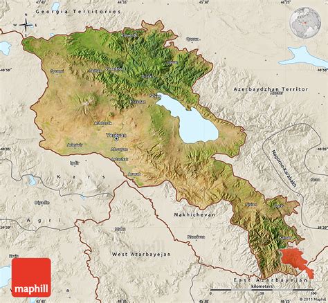 Satellite Map Of Armenia X Yerevan Shaded Relief Outside