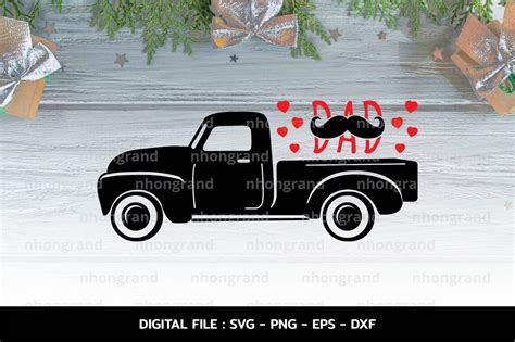 Fathers Day With Pickup Truck Love Dad And Mustache Svg Etsy