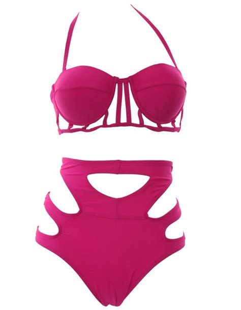 2020 New Push Up Swimsuit Hollow Out Bikini Sexy Cut Out High Waisted Swimwear Bathing Suit