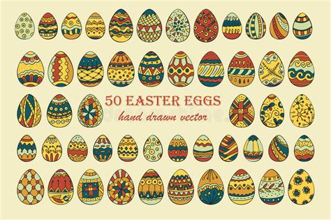 Big Vector Easter Egg Set Stock Vector Illustration Of Greeting