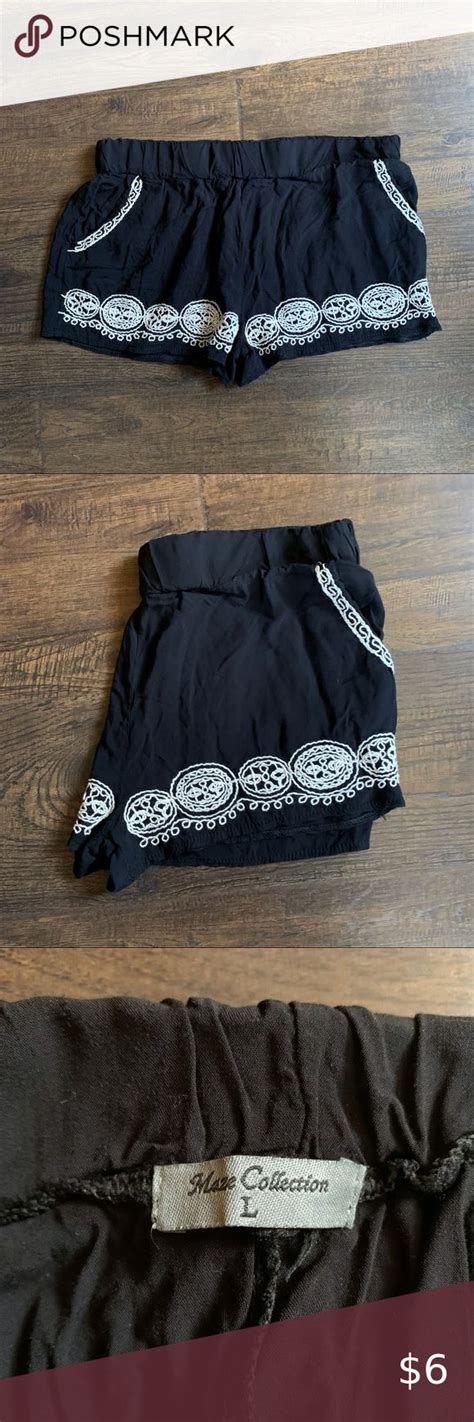 Maze Collection Black Embroidered Shorts Maze Collection Brand Size