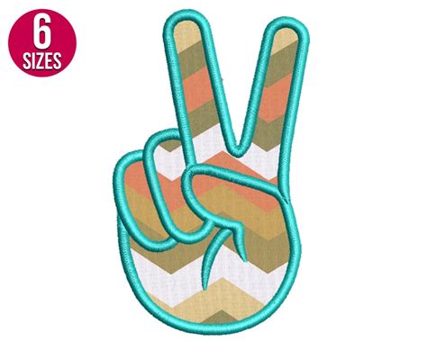 Peace Hand Machine Embroidery Design Applique Peace Sign Etsy