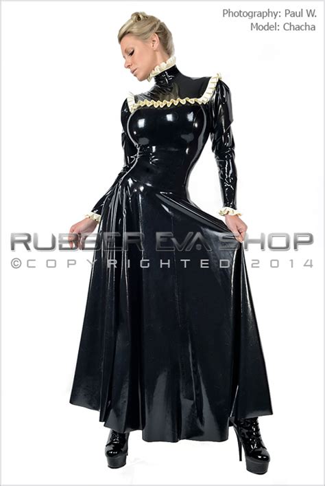 Long Flared Rubber Governess Dress By Rubber Eva ラバーエヴァ、クラシックな女性教師風