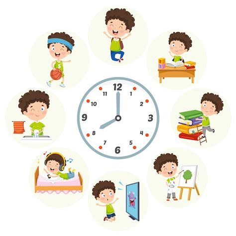 Illustrazione Vettoriale Di Attività Di Routine Quotidiana Per Bambini