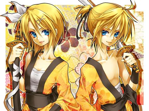 Wallpaper Anime Girls Blondes Sword Kimono Smiling 1400x1050
