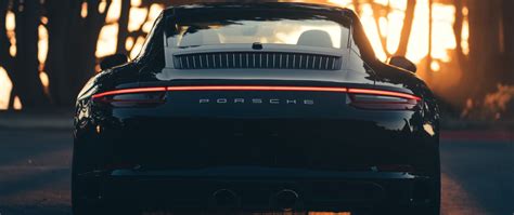 Download Wallpaper 2560x1080 Porsche Sports Car Rear View Black