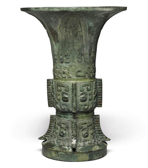 An Archaic Bronze Ritual Vessel Zun Shang Dynasty Yinxu Period