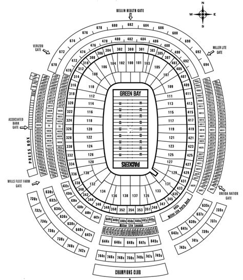 Lambeau Field Seating Chart With Rows And Seat Numbers