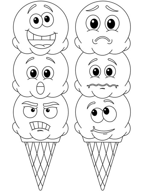 Desenhos de Sorvetes de Emoções para Colorir e Imprimir ColorirOnline Com