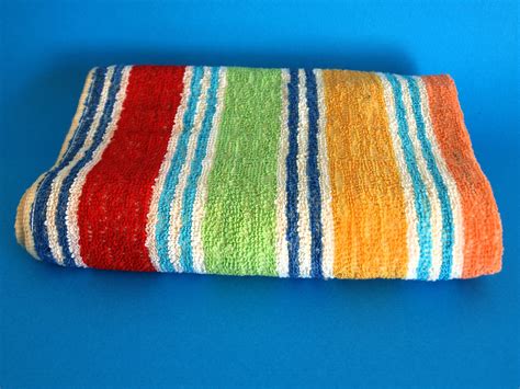 Awesome Stripes Beach Towel Vintage Retro Mod Rainbow Bath Etsy