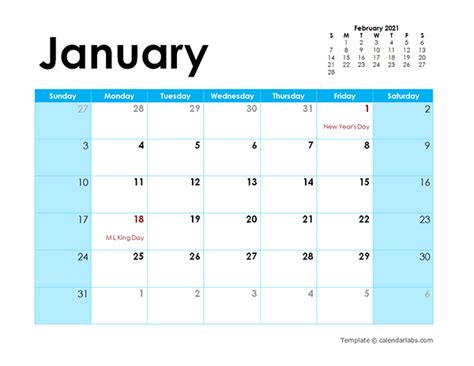2021 Calendar Colorful Design Free Printable Templates