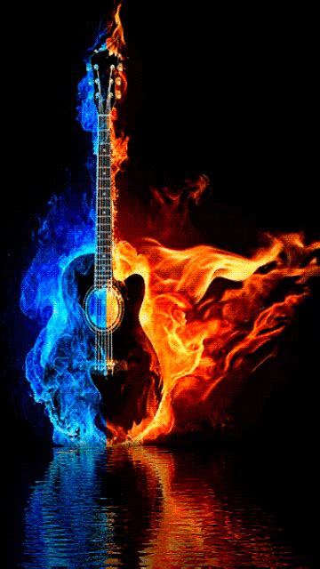 Animated Burning Guitar Music Fire Animated Burn Guitar Flame 