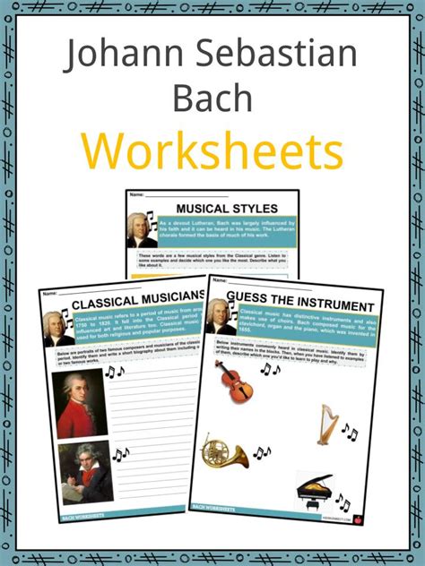 Johann Sebastian Bach Worksheets Facts And Biography Information For Kids