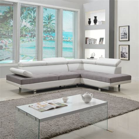Shop Modern White Contemporary Two Tone Microfiber And Bonded Leather
