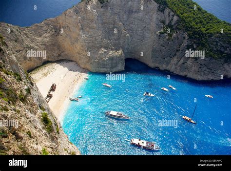 Navagio Beach Shipwreck Beach In Zakynthos Island Greece Stock Photo