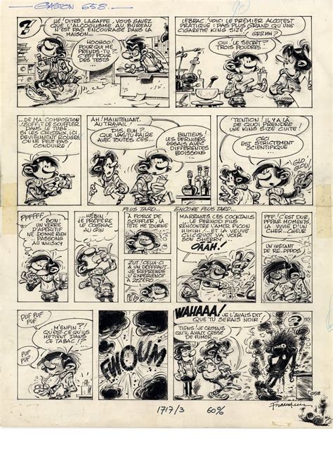 Gaffeur invétéré (ses nombreuses inventions, plus farfelues les unes que les autres, se soldent systématiquement par des. Gaston (original split board. Graphite pencil). | Comics ...