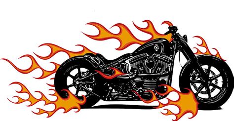 Dramatic Burning Motorcycle Engulfed In Fierce Fiery Orange Flames And