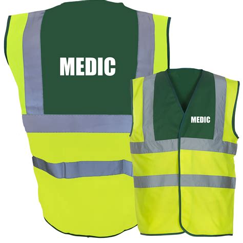 Medic Hi Vis Two Tone Paramedic Green Yellow Hi Viz Safety Vest Waistcoat Ebay