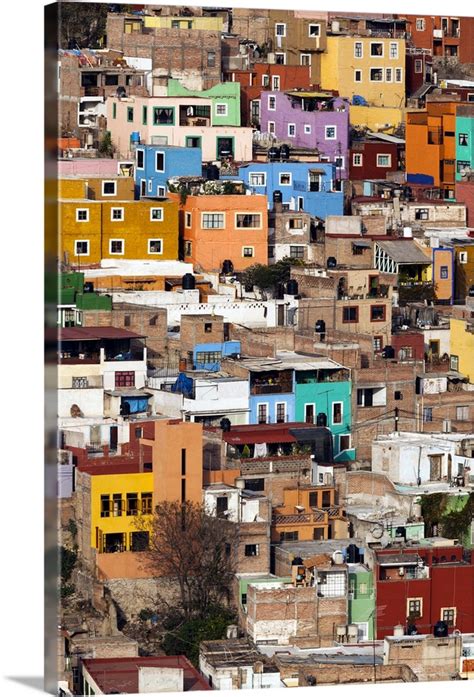 Mexico Guanajuato Colorful Homes Rise Up The Hillside Of This
