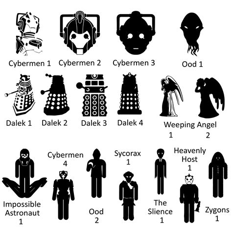 Doctor Who Vinyl Silhouettes Enemies Etsy