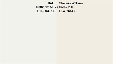 RAL Traffic White RAL 9016 Vs Sherwin Williams Greek Villa SW 7551