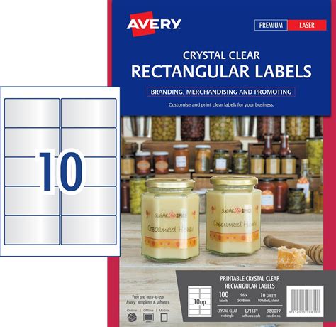 Avery L7113 Crystal Clear Rectangle Labels Ausrecord
