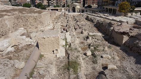 The Temple Of Serapeum Ruins The Pompeys Pillar Alexandria Egypt