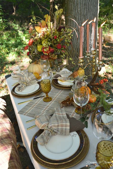 Elegant Fall Table Setting In The Woods