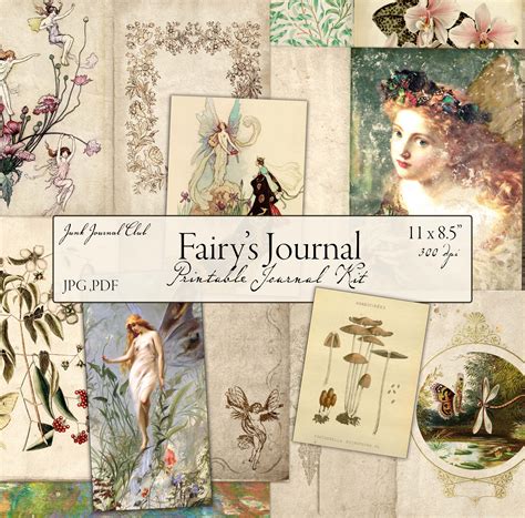 Junk Journal Fairy Garden Kit Printable Fairies Pages And Ephemera For
