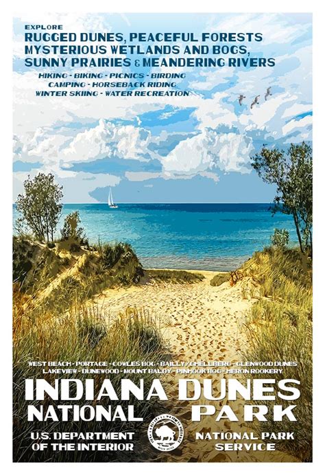 Indiana Dunes National Park Poster Lake Michigan Poster National Park Posters