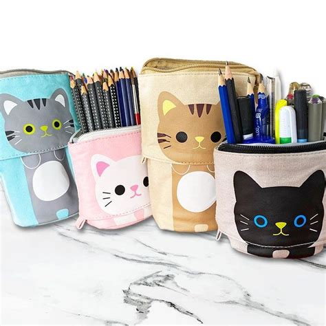 Cat Sliding Pencil Case The Best Stand Up Pencil Case Pushcases
