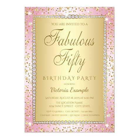 blush pink and gold 50th birthday party invitation zazzle in 2022 50th birthday party