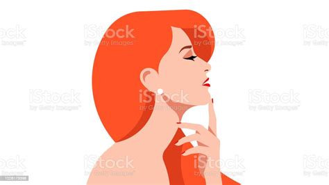 Beautiful Redhair Woman Closeup Portrait Of A Elegant Lady With Long