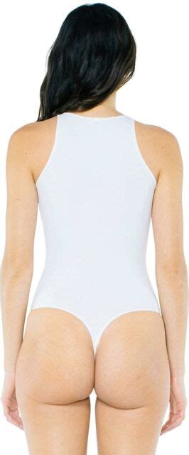 American Apparel Womens Heather Gray Tank Thong Bodysuit Size Medium